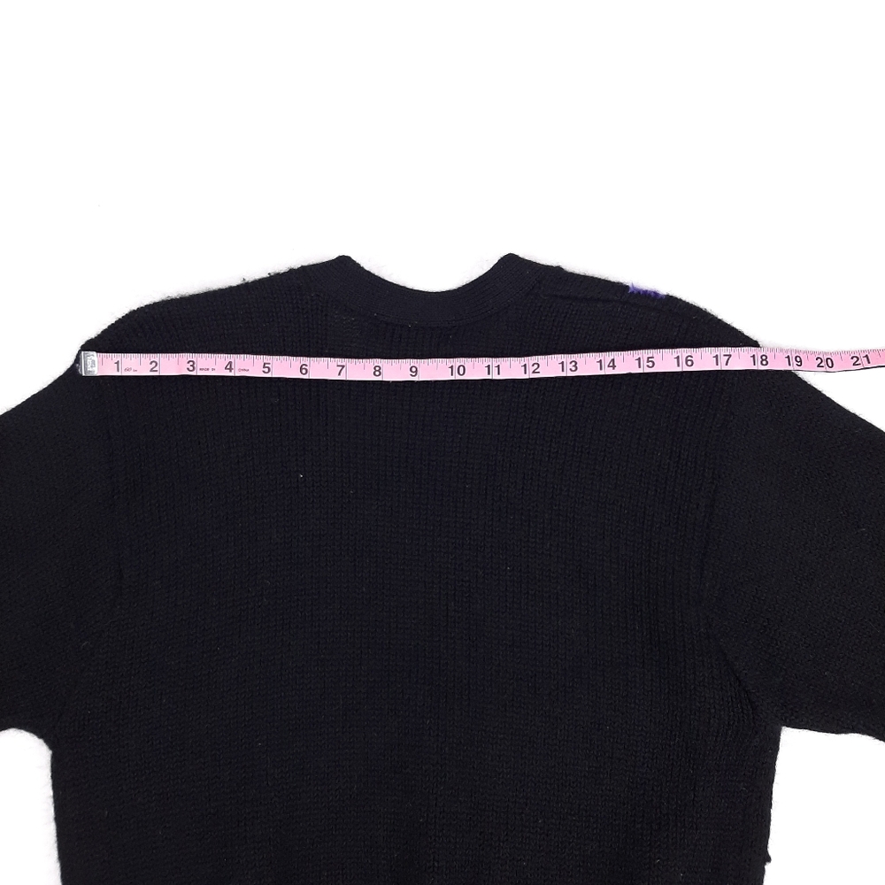 JH Collectibles vintage cardigan floral wool chunky knit grandma sweater black - Picture 4 of 8